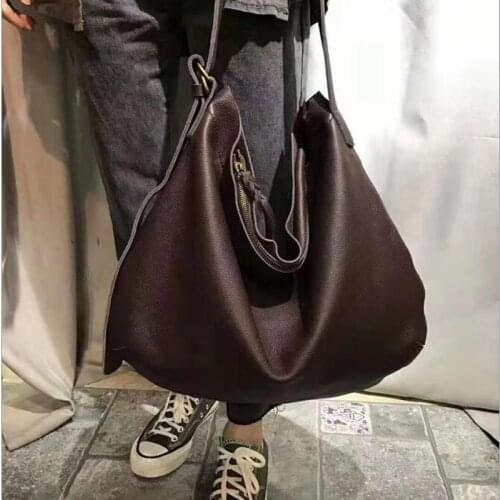 100% Genuine Leather Luxury Handbag Designer Large Hobos Bag Solid color Women tote Bag Big Casual Shoulder Bags for Women