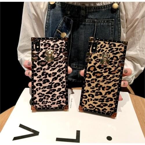 Luxury Brand Sexy Leopard Pattern Phone Case For iPhone 12 Mini 11 Pro Max Xs Max XR Square Cover for Samsung Galaxy S10 20 Plus