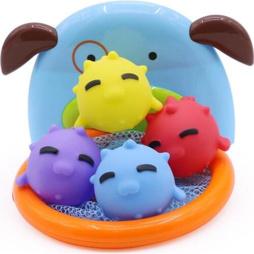 Silicone Fish Children Baby Bath Toy Dabbling Shooting Water Play Toy Ocean Ball Basketball Game Water Playing Toys For Kids
