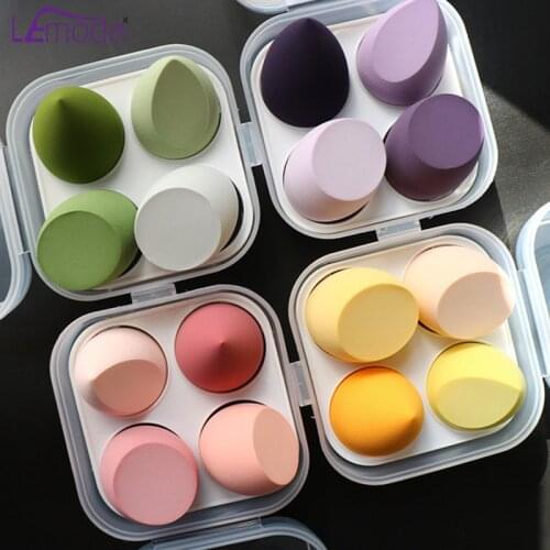 Lemoda Beauty Makeup Sponge Puff 4Pcs Egg Concealer Powder Blender Foundation Dry Wet Use Make Up Beauty Cosmetic Puff Tools Kit
