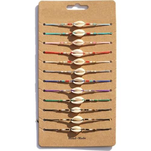 Miyuki Glass Seed Beads Cowrie Seashell Thin String Adjustable Bracelet Women Girl Trendy Boho Simple Slide Knot Summer Jewelry