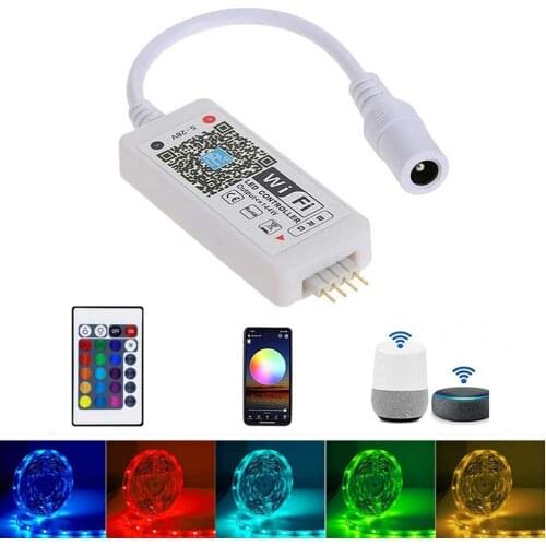 5 PCS DC12V Mini Wifi RGB/RGBW Led Controller + IR 24 Key Remote Controller for 5050 RGB / RGBW LED Strip