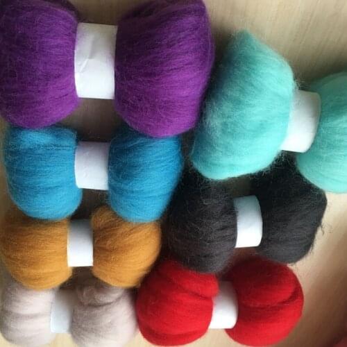 Wolvilt mixed colors fieltro naaldvilten merino wool fibre roving for needle felting kit diy crafa feutrine doll 50g/color w9