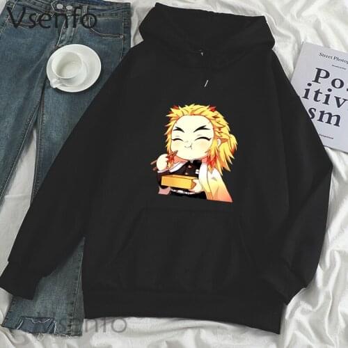 Chibi Rengoku Womens Hoodies Anime Demon Slayer Kimetsu No Yaiba Women Harajuku Sweatshirts Aesthetic Clothes for Teenagers