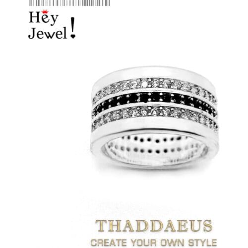 Entenity Ring Black & White Pave,Europe Style Glam Fashion Good Jewerly For Women,2017 Gift In 925 Sterling Silver,Super Deal