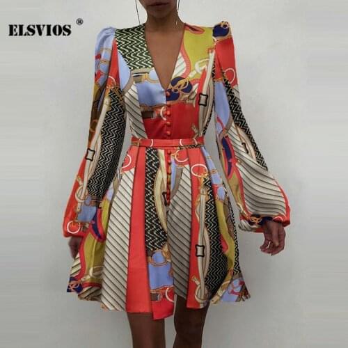 Spring New Women Sexy V Neck Letters Print Fashion Short Dresses Casual Satin Slim Lantern Sleeves Zipper Elegant Party Vestidos