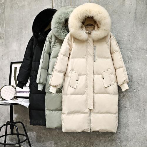 Winter Coat Women Warm Hooded Parkas Puffer Jacket Fur Collar Jackets for Women 2021 Lady Midi Coats Chaquetas Para Mujer HLY155