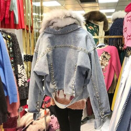 Winter Jackets For Womens 2020 Fashion Rivet Denim Jacket Coat Woman Warm Jeans Denim Coats Female Short Cotton Parka Coat
