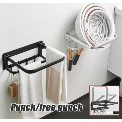 1Pc Creative Wall-mounted Washbasin Rack Aluminum Bathroom Towel Hook Rail Hanging Basin Shelf Home Supplies