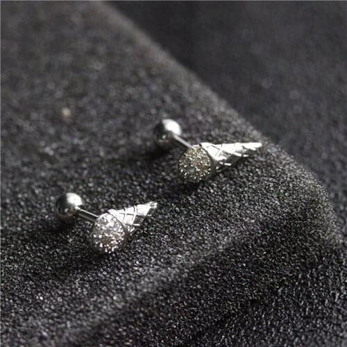 1pc Korean Fashion Micro Inlaid Zircon Earrings Fashion Womens Stainless Steel Mini Ice Cream Earrings Fashion Party Lover Gift