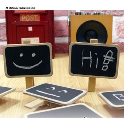 1pc Mini Cute Kawaii Wooden Blackboard Chalkboards Clips Holder for Paper Decoration Photo Album