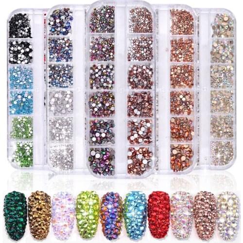 1 Pack Mixed Size 3D Nail Art Rhinestone Decorations Flat-back Glass Diamond Design Gems Manicure Accessories