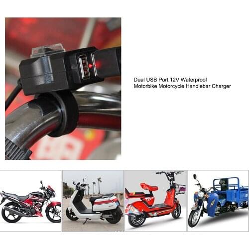 12-24V Dual USB Charger Adapter Power Supply Socket Dual USB Motorcycles Socket Waterproof Motorbike Motorcycle Handlebar
