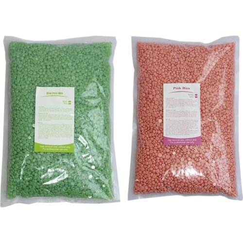 2Bags Hard Wax Beans for Women Men Waxing Depilatory Pearl Wax Beads 1000g Bikini Face Hair Removal Bean