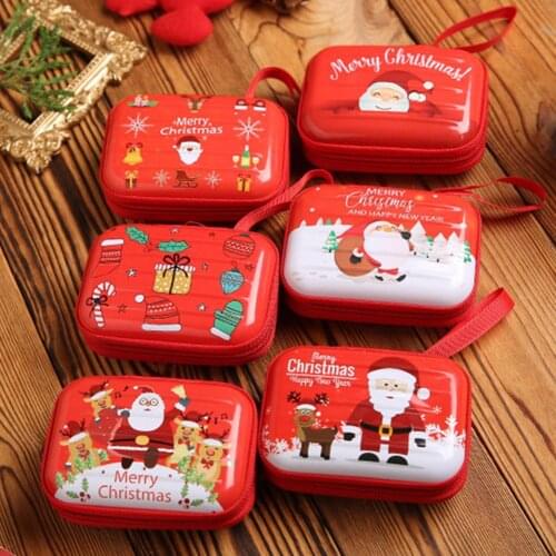2019 Portable Christmas Coin Purse Cash Box Gift Case With Zipper For Candy Headset USB Storage Organizer Boite De Rangement