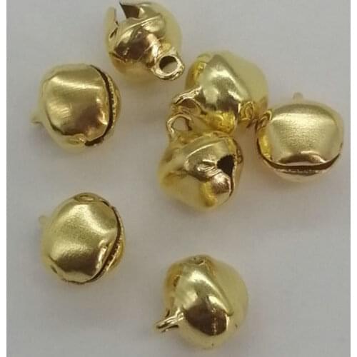 50PCS/Lot. Wholesale 8mm gold jingle Bells DIY Lacing bells Christmas decoration Noel ornament Crafts material Xmas tree hanger