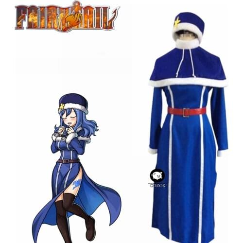 Anime Fairy Tail Juvia Lockser Cosplay Costume Woman Halloween Blue Outfit Dress