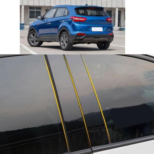 Car PC Material Pillar Post Cover Door Trim Window Piano Black Molding Sticker Plate 10pcs For Hyundai IX25 2014-2019