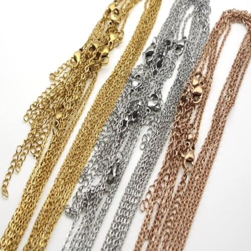 5pcs/lot 45cm+5cm Chains adjustable Stainless Steel Rose Gold Chains Necklace for Pendant DIY Jewelry Findings Making Materials