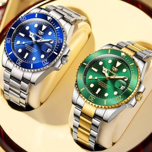 JSDUN Brand Original Automatic Watch Men Mechanical Sapphire Mirror Waterproof Luxury Stainless Steel Wristwatch Reloj Hombre