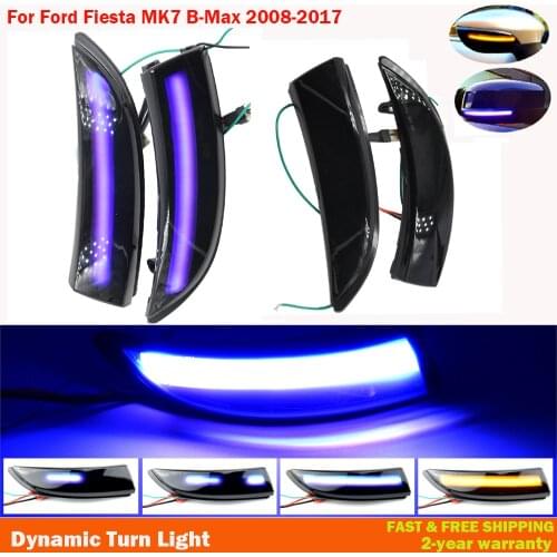 For Ford Fiesta Mk7 2008-2017 For Ford B-Max Dynamic LED Turn Signal Light Flowing Side Wing Rearview Mirror Indicator