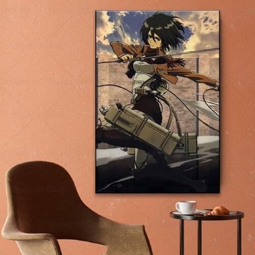 Mikasa Ackerman Angriff Auf Titan Home Decor Anime Kunst Poster Silk Kunst Malerei Wand Kunst Rahmen