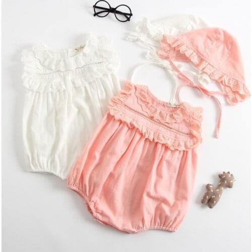 Baby Girls Summer Clothes 100% Cotton Newborn 0-24months 2020 New Style Causal First Birthday Baptism Clothing Cap+bodysuit Girl