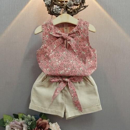 2021 Summer Girls Fashion 2pcs Suit Baby Kids Children Clothing Set Including Blouse+ Shorts