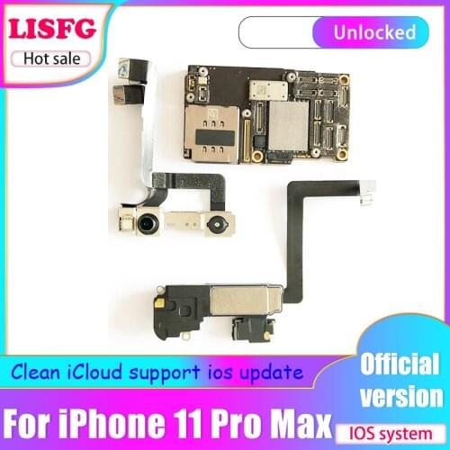 Free Shipping For iPhone 11 PRO MAX motherboard 64GB 256GB 512GB For iPhone 11 PRO MAX NO iCloud Logic Board With Face ID LTE 4G
