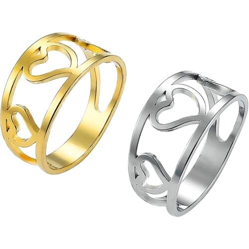 Fashion Stainless Steel Ring Hot Gold Rings Set for Heart Women Wedding Jewelry Gift