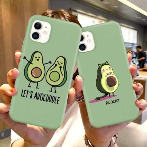 Cute Cartoon Avocado Pattern Mobile Phone Case For iPhone 12 11 Pro Max 7 8 Plus XS Max X XR Mini SE 2020 Soft TPU Shell
