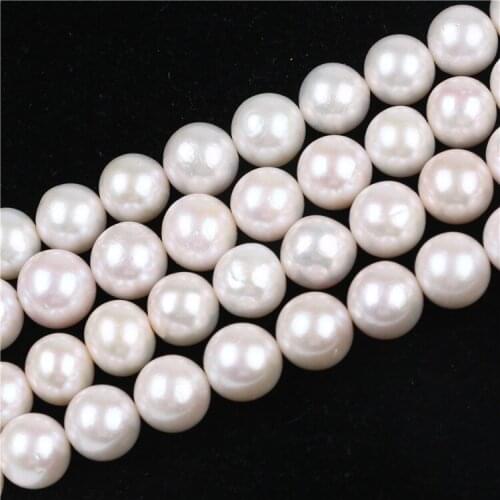 Natural 11-14mm White Round Edison Shape Baroque Freshwater Pearl strand