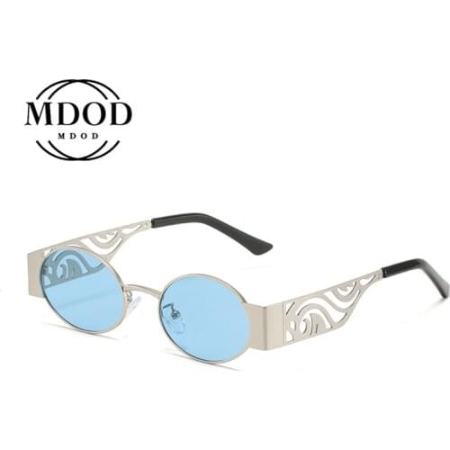 2021 New Fashion Mens and Womens Metal Sunglasses Punk Oval Fashion Goggles Hollow Hollow Temples Retro Combination Glasses