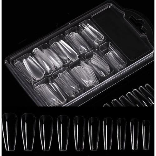 100pcs Poly Nail Gel Full Cover Nail Forms Acrylic False Fake Nails Quick Building Mold Tips Dual Forms Nail Finger Extension