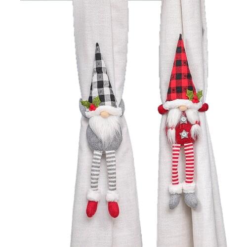 Christmas Curtain Buckle Decorative Accessories Tieback Cute Swedish Tomte Gnome Doll Curtain Holdbacks for Home Decoration