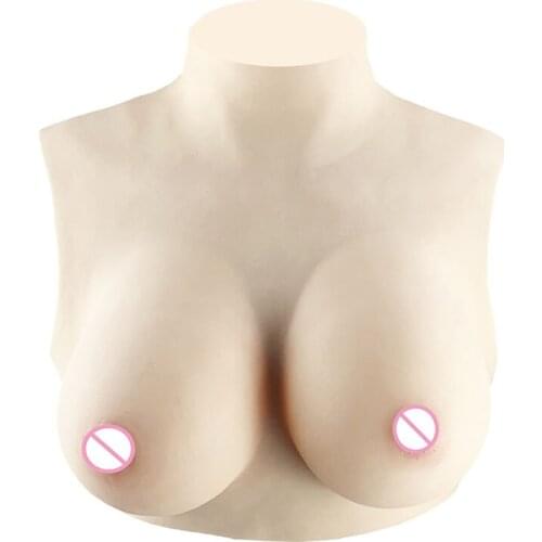 5th Generation Silicone/Cotton Breast Forms Realistic Breastplate High Collar Crossdressing Skinspot Breast Transgender Cosplay