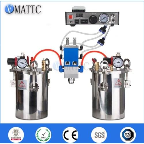 1L Stainless Steel Pressure Barrel Double Liquid Ab Glue Mixing Machine Applicator Dispensing Valve Combination Equipment