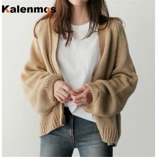 Sweater Women Cardigan Patchwork Thick Autumn Winter Fall Long Sleeve Korean Japan Wool Streetwear Francais Women Sweater