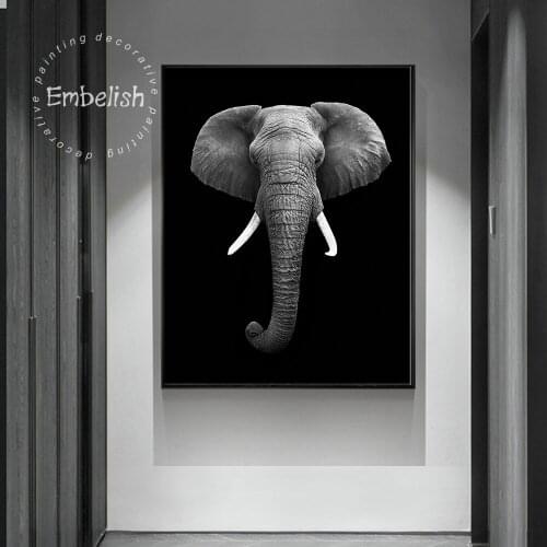 Embelish Black And White Elephant Head Isolated HD Canvas Oil Paintings For Living Room Home Decor Wall Art Animals Pictures