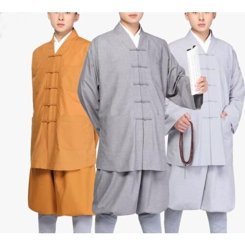 Unisex buddhist shaolin monk kung fu clothing zen suits lay meditation uniforms buddhism suit Summer&spring