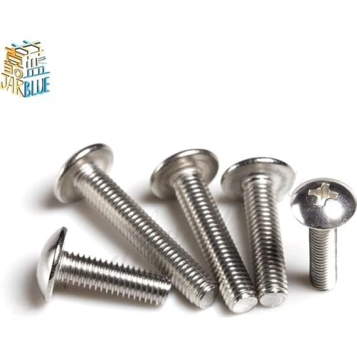 100/ 50pcs M2 M2.5 M3 M4 M5 M6 304 Stainless Steel Mushroom Head Screws Large Flat Head Machine Screws Large Flat Head Screw