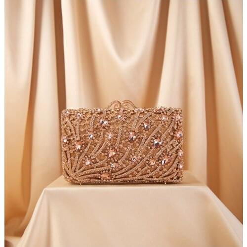 XIYUAN Vintage Women beaded Clutch Bag Sequined Diamond Handbag Bridal Wedding Party Metal Clutches Purse Minaudiere Evening bag