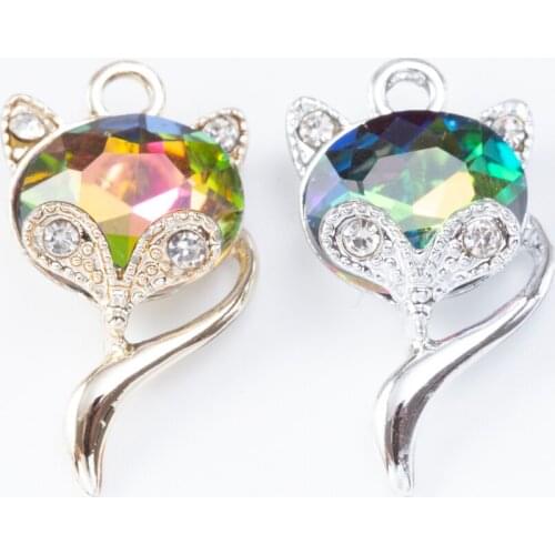 YEPENGFEI 20 PCS fox crystal Charms Alloy jewelry Pendants for Jewelry Making DIY Handmade Craft Accessories js2124