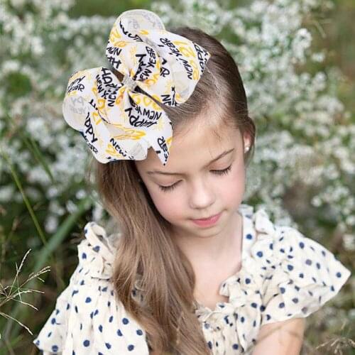 7.5 Inch Girls Hairpin Letter Printing 2021 Accessories Childrens Square Clip Cute Bow Hair Accessories Ornamen Hot Sale Style