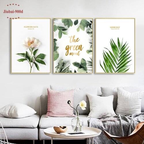 Green Leaves Flower Pictures Canvas Painting Green Plant Nordic Posters and Prints Decorative Wall Art Modern Home Decoration