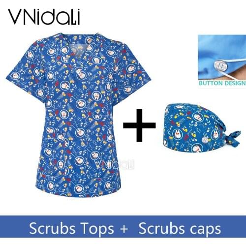 Womens Scrub Top Nursing Scrubs Shirt V-neck Pocket Women Clothes T Shirt Short Sleeve Women Scrubs Dentistry Uniforms Nurse