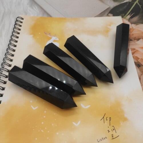 1pcs Natural Rock Obsidian Hexagonal Column Crystal Point Mineral Ornament Healing Wand Home Decor DIY Gift Decoration