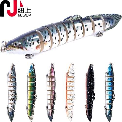 1pcs/Winter fishing gear Bionic Multi-section Swim hard bait14cm/21.4g Artificial Wobbler Rotating Trolling pike carp crank lure