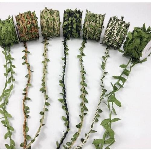 10 Meters Forest Style Green Leaves Weave Hemp Rattan Rope For DIY Scrapbooking Album Card Home Decoration
