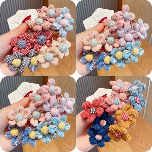 10PCS2021 new cloth flowers ms elastic childrens hair does not hurt hair rope hair baby hair accessories